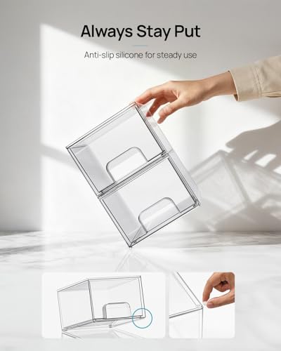 Vtopmart 6 Pack Small Clear Stackable Storage Drawers for Desk, Countertop - style: Small-6pack-Clear