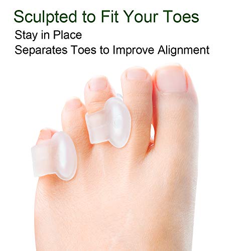 Welnove Gel Toe Separator, Pinky Toe Spacers, Little Toe Cushions, Small Toe Sleeves for Preventing Rubbing & Reducing Pressure (Pack of 12, Transparent) - color: Transparent