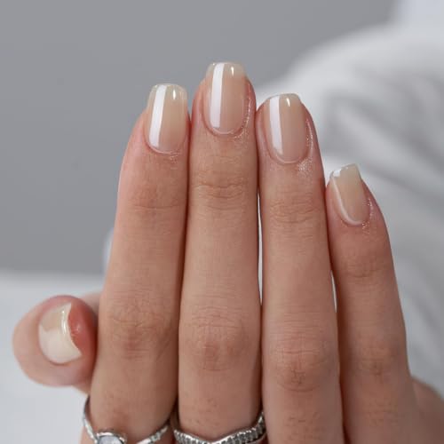 BTArtbox Press On Nails, Brown Short Square Fake Nails, 32Pcs Full Kit - color: A1-Cream Soda