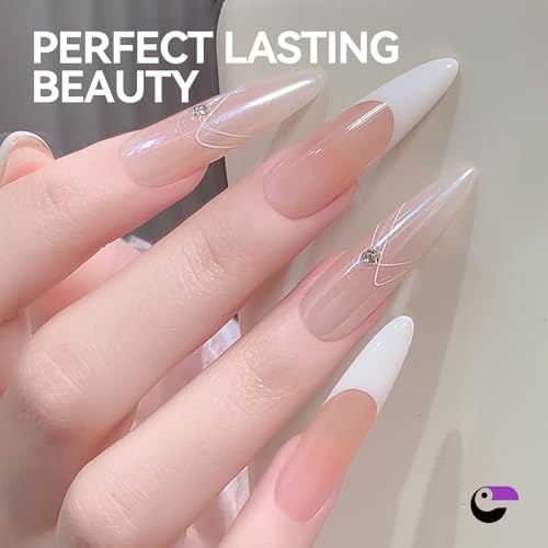 gelike ec Gel Nail Tips: 84Pcs XXL Almond 3-in-1 Quick French Matte Tips - color: D1-XXL Almond Dual Forms