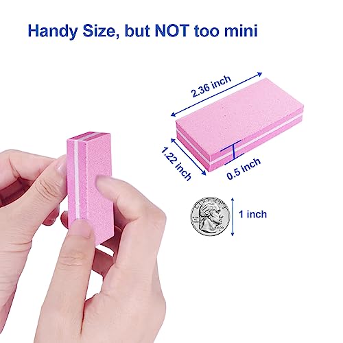 Nail Buffers (60 Pack), Buffer Block Nail File for Acrylic Nails and Natural Nails, 100/180 Grit Small Nail Buffer Block Bulk Buffing Blocks for Nail Buff Professional Manicure File Blocks Set Pink - size: 60 Pcs Buffer Blocks Pink