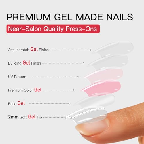 CurvLife Medium Almond Fall Golden Leaf Press On Nails, Gilded Grace Nude - color: A5 - Gilded Grace