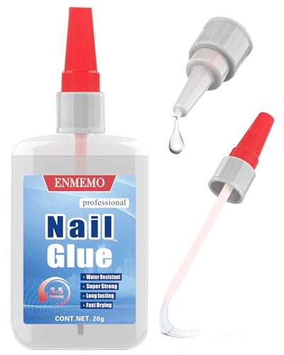 (2-in-1)20ml Nail Glue with Brush Applicator&Nozzle,Nail Tips,Press on Nail