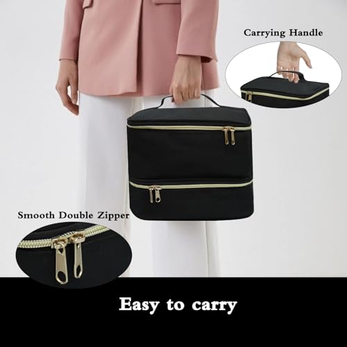 Nail Polish Organizer Bag, Double-Layer, Black - color: Black