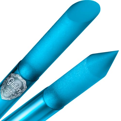 Glass Cuticle Pusher by GLADZY - Manicure Stick, Genuine Czech Quality, Professional Precision Filing Cuticle Remover, Abrasive Surface Never Wears Out - color: Glass Cuticle Pusher - Azure