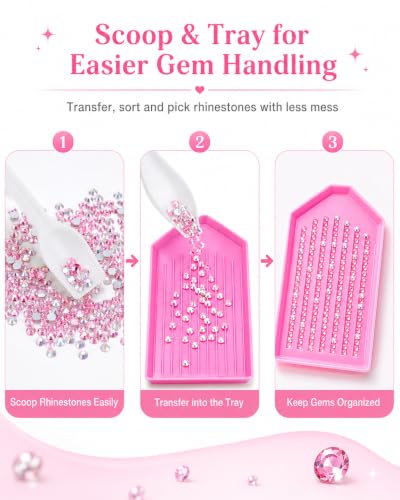 14Pcs Rhinestone Picker Tool 3 Bedazzling Pen, 6 Wax Tips&2 Tweezer - color: White pink