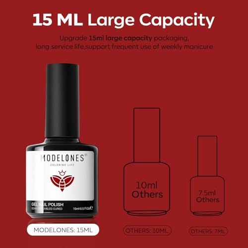 modelones Red Gel Nail Polish Soak Off UV/LED Gel Polish 15ML - color: A1-Red Solid