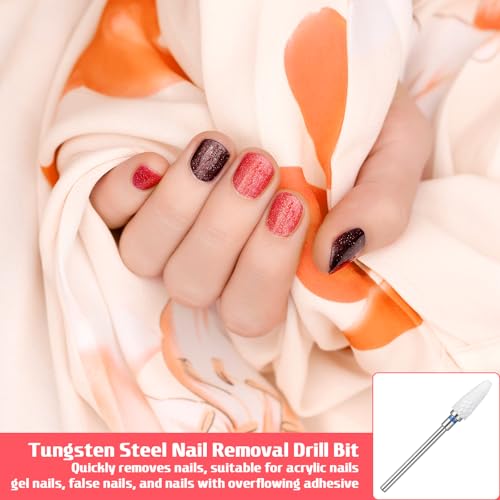 3/32" Professional Acrylic Nail File Cuticle Bit Ceramic Nail Drill Bit Remove Acrylic Hard Gels Fast Remove Flame Drill Bits for Manicure Cuticle Cleaner Pedicure Gel Polishing