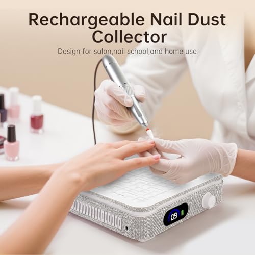 Nail Dust Collector Cordless Dust Collector Nail Tech - color: White Diamond