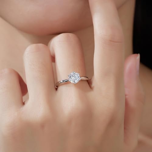 Ladies Ring-Moissanite Diamond Ring -with GRA Certificate, 925 Sterling Silver,D Color and VVS1 Clarity Grade, Plasma Cutting Craftsmanship, Suitable for Parties/Travel/Weddings/Birthd - size: 8, style: R15