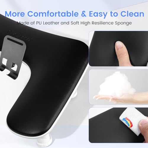 U-Shaped Manicure Arm Rest for Nails Tech with Rotating Phone Stand, Black - color: 3nd Gen Black