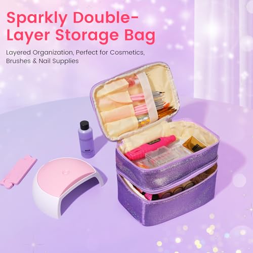 Acrylic Nail Kit for Beginners with Everything in Purple Gift Storage Bag - color: Bling Purple