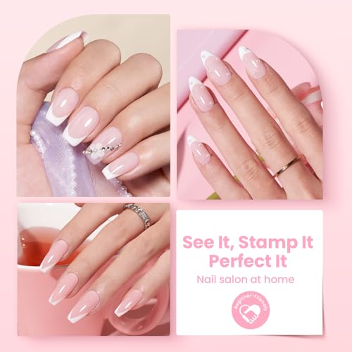 Beetles French Tip Tool Nail Stamp 6Pcs Silicone French Tips Stamp Set - color: A - Clear-6