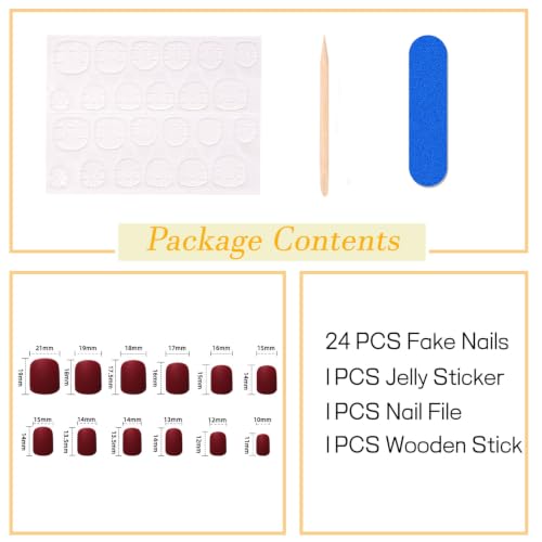 24Pcs Press on Nails Short Square Fake Nails with Nude Full Cover Designs - color: 22