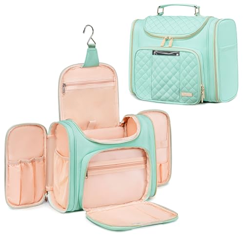 Tealari Large Toiletry Bag for Women Men,Bathroom Bag,Water Resistant Shower Bag,Makeup Bag,Toiletry Bags for Traveling,Hanging Toiletry Bag with Transparent Waterproof Phone Pocket (Green) - color: Green