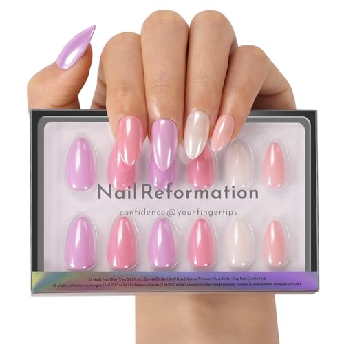 Nail Reformation Press On Nails, Pastel Party | Short Almond 16 Sizes 32Pcs - color: Pastel Party