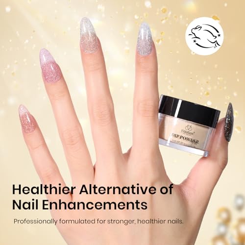 Beetles Dip Powder Nail Kit, 6 Colors White Pink Grey Yellow Glitter - color: Luxury Radiance