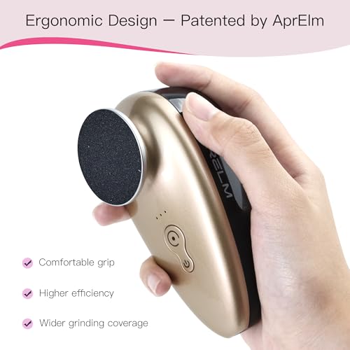 APRELM Rechargeable Electric Foot Callus Remover with 3-Sizes 120Pcs Sandpapers, Professional 1000RPM Electric Foot File with Organizer, Pedicure Tools Gifts for Women Men (E5 Black-Gold) - color: Black-gold