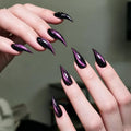 30PCS Halloween Cat Claw Press on Nails - Purple Cat Eye Stiletto - color: Style-02