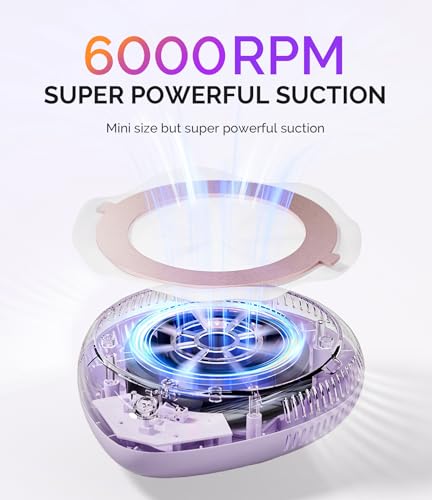 MelodySusie Pocket-Sized Cordless Nail Dust Collector with Lightweight Design, PProR 6000RPM Mini Nail Vacuum Fan with 3 Suction Modes and 30 Disposable Filter Papers for DIY & Daily Nail Care,Purple - color: Purple
