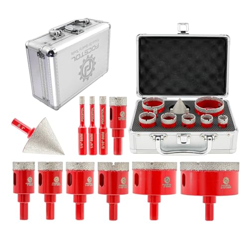 FOCSTOL Diamond Drill Bits Set 11PCS, 1/4"-2-1/2" Tile Hole Saw Kit - size: KIT9