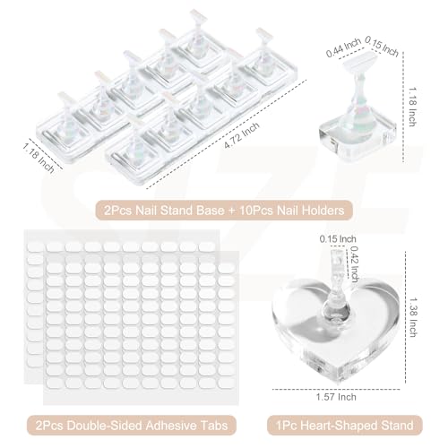SUTOKAKA 2 Sets Non-Magnetic Nail Stand with Heart Shape Display Holder