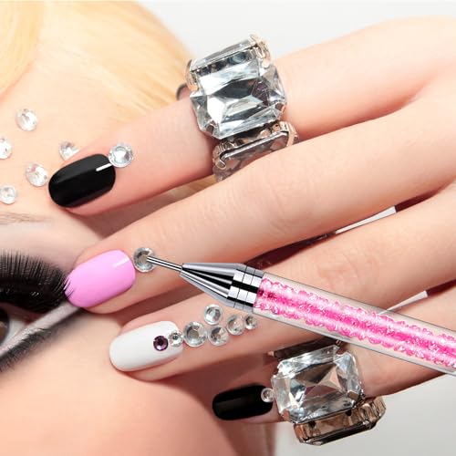 Tatuo 2 Pcs Rhinestone Picker Tool Kit with 2 Wax Head, Pink, Black - color: Pink, Black