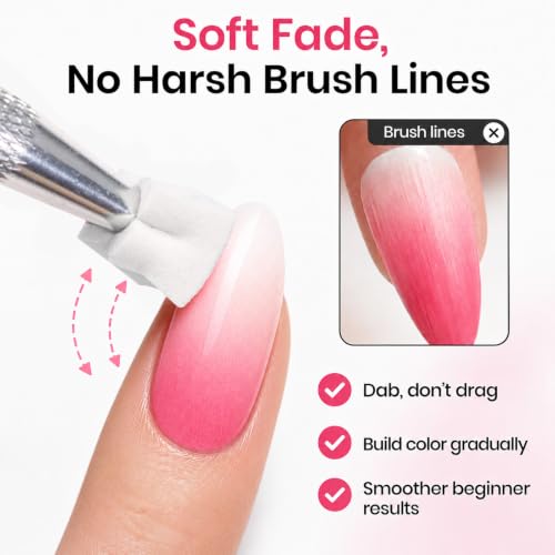Beetles 150Pcs Nail Sponges for Ombre, White Sponge with Grabbing Pen Tool - color: A-White-150