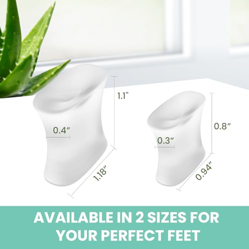 Welnove Upgraded Gel Toe Separators – 16-Pack Aloe Vera Extract Infused Silicone Toe Spacers for Straightening Overlapping Toes, Calluses – Bunion Corrector for Men and Women (Multi-Size, Clear) - size: Multi-Size (Pack of 16)