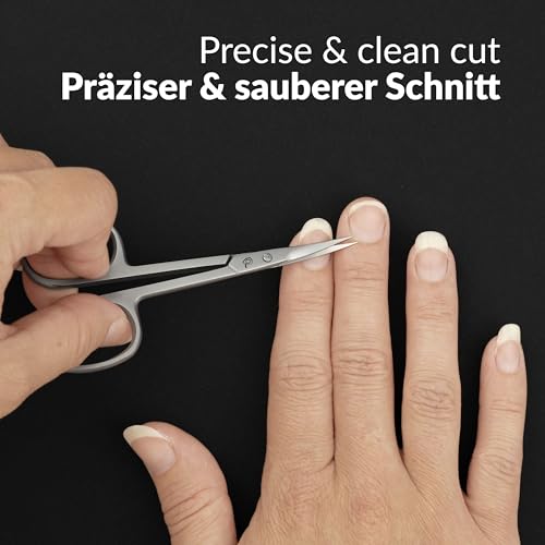 marQus Curved Cuticle Scissors – Precision Stainless Steel for Manicure & Pedicure, Eyebrow & Eyelash Grooming, Extra Sharp with Premium Storage Case - color: Black Cuticle