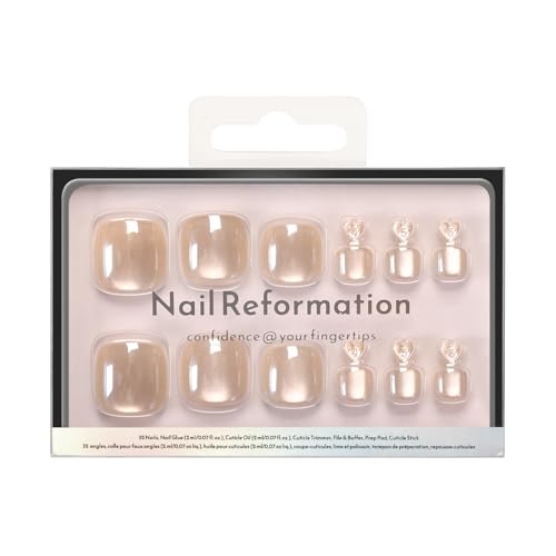 Nail Reformation Press On Toenails, Champagne Short Square Fake Toe Nails - color: Moonstone Shimmer