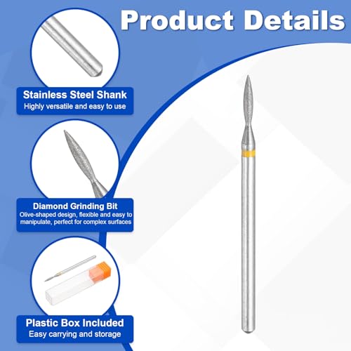 Diamond Grinding Bit, 325-400 Grit 1.6x8mm Oval Head - color: Yellow, size: 1.6x8mm