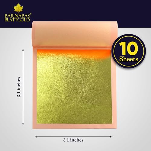 Barnabas 24K Real Gold Leaf Sheets for Crafts - 10-Loose Sheet 3.1inch - color: 24K