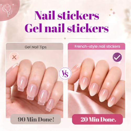 Nude Peach Ombre Almond Press On Nails, 32-Piece Reusable Kit with Glue - color: Nude Peach Ombre - Almond