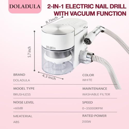 2 in 1 Professional Nail Drill and Dust Collector,Low Noise