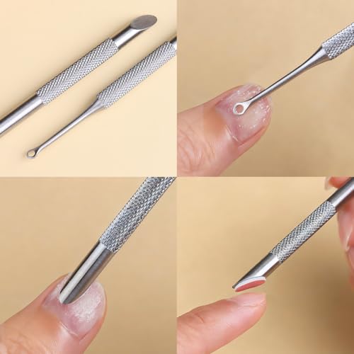 Metal Dual-Ended Cuticle Pusher Kit with Sandpaper Sheets