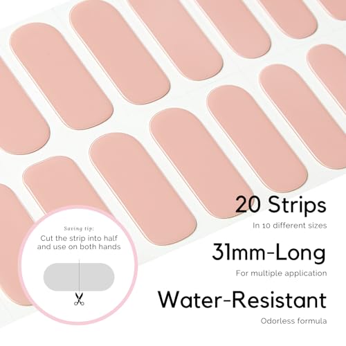 NAILOG Semi Cured Gel Nail Strips 20Pcs Blush Nude Gel Nail Sticker - Blush - color: Blush
