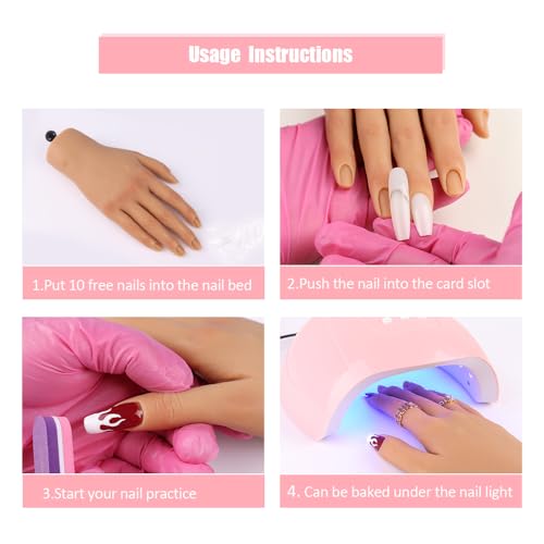 Nail Pratice Training Hand for Acrylic Nails with Stand Bracket,Soft Silicone Maniquin Hand, Flexible Bendable Nail Practice Fake Hand for Nails Art Practice Tool - color: 3#, size: Right Hand
