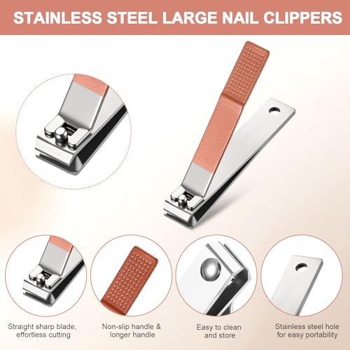 Mudder 6 Pcs Large Toenail Clippers Straight Edge Cutters, Rose Gold - color: Rose Gold