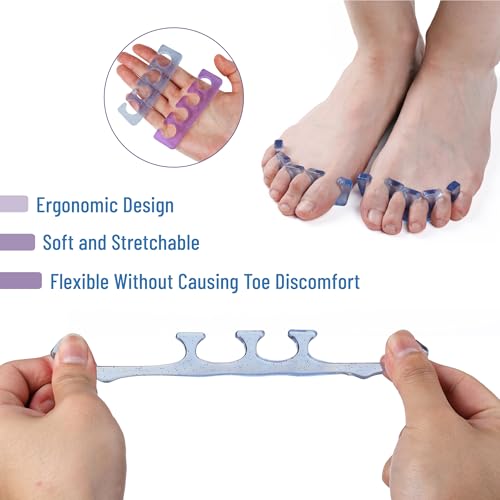 Dr. JK- Gel Toe Separators for Pedicure, 2 Pairs Blue & Purple - color: Blue & Purple
