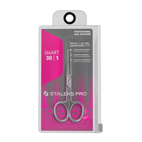 STALEKS PRO Smart 30 Nail Scissors, Wide Curved Blades, Satin Finish