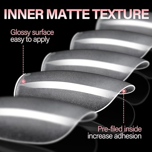 AILLSA Medium Coffin Full Cover Matte Thickened Nail Tips