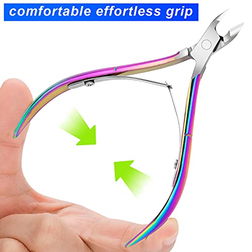 4 Pack Professional Cuticle Nippers, Rainbow Nail Trimmer & Cutter - color: Rainbow Color