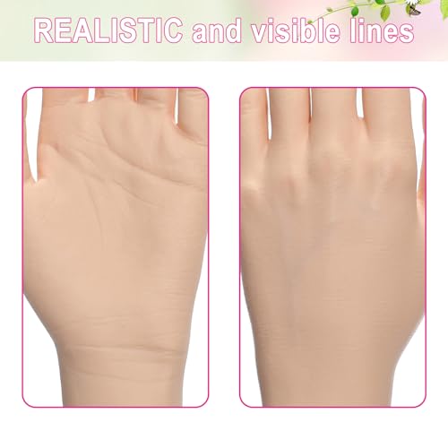 Practice Hand for Acrylic Nails Realistic Mannequin Hand for Nails Practice Soft Flexible Bendable False Fake Nail Hand Art Trainer Manicure Practice Hand Tool and Rings Display of Bracelets (Left) - size: Left