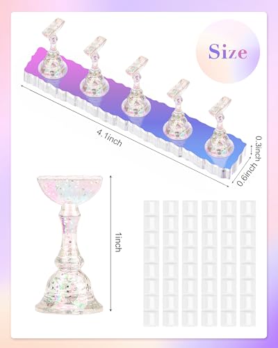 Nail Stand Acrylic Nail Art Display Stand Magnetic Nail Tips Practice Holder 54 Pcs Reusable Adhesive Putty for DIY Painting Nails Stand kit (Aurora) - color: Aurora