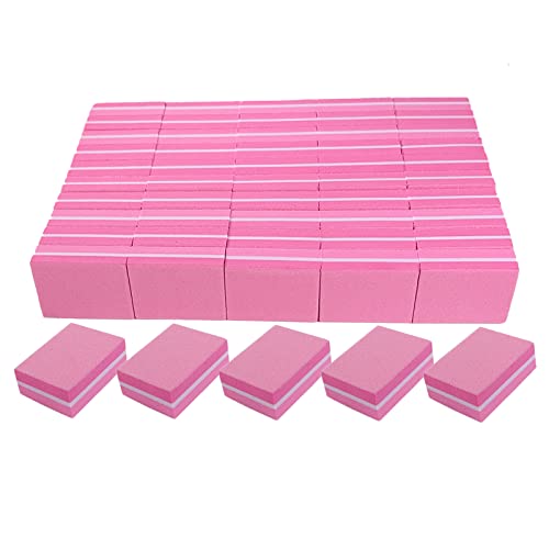 Nail Buffers (50 Pack), Mini Buffer Block Nail File for Acrylic Nails and Natural Nails, 100/180 Grit Nail Buffer Block Bulk Buffing Blocks for Nail Buff Professional Manicure File Blocks Set Pink - size: 50 Pcs Mini 100/180 Grit Pink/White