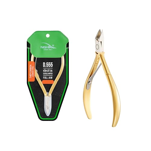 Hard Steel Cuticle Nipper D-555 - Kem Nghia - color: Gold - 1 Spring