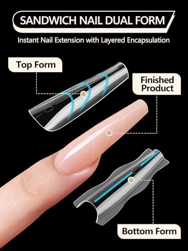 240Pcs Sandwich Nails Dual Forms - color: Long Coffin