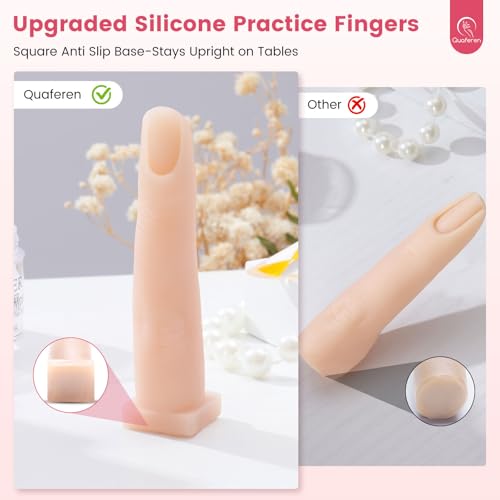 2PCS Silicone Practice Fingers for Acrylic Nails, Square Base, No.1 - color: Square Base-2PCS Color 1