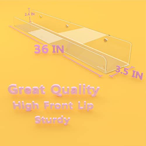 2 Pack 36 Inch Clear Acrylic Kids Wall Bookshelves,Display Rack - color: 36in-clear